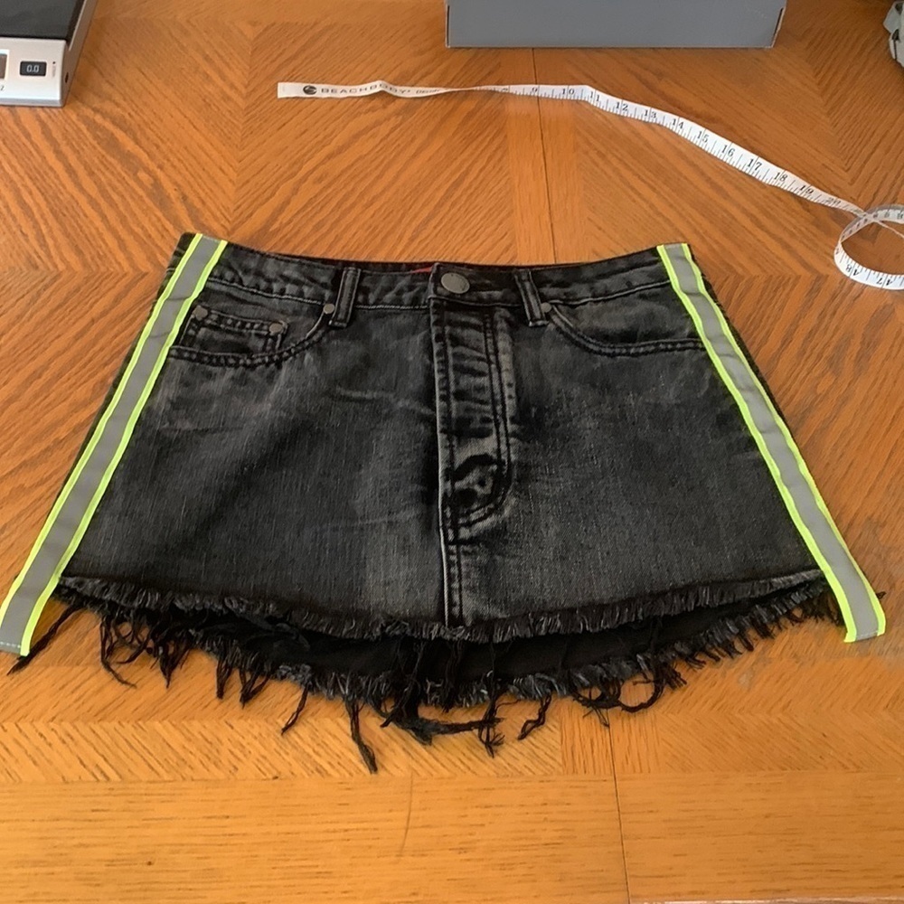 Black denim skirt